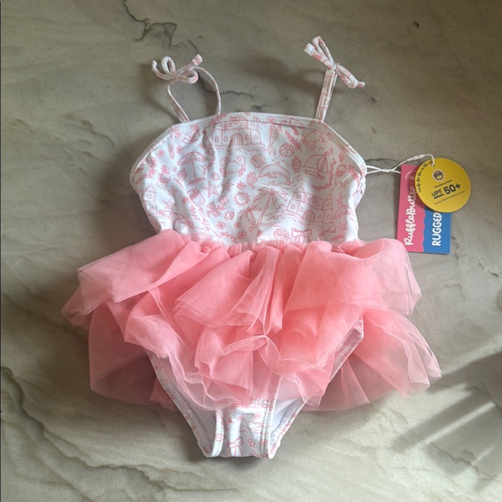 RuffleButts Pink Tutu Swimsuit 2T